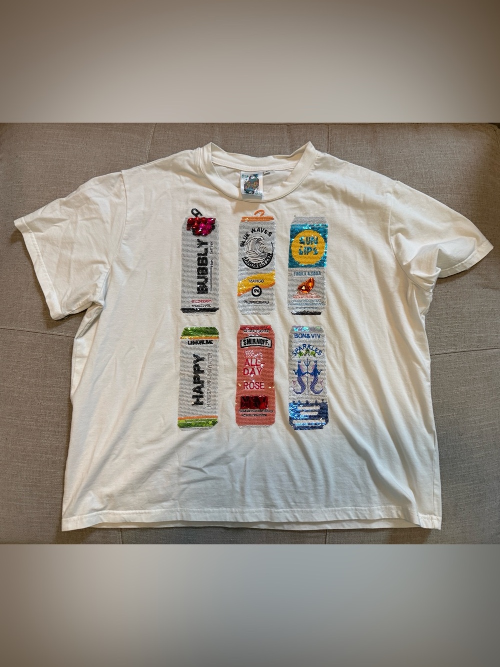 Sequin Seltzer Graphic Tee - White | Medium